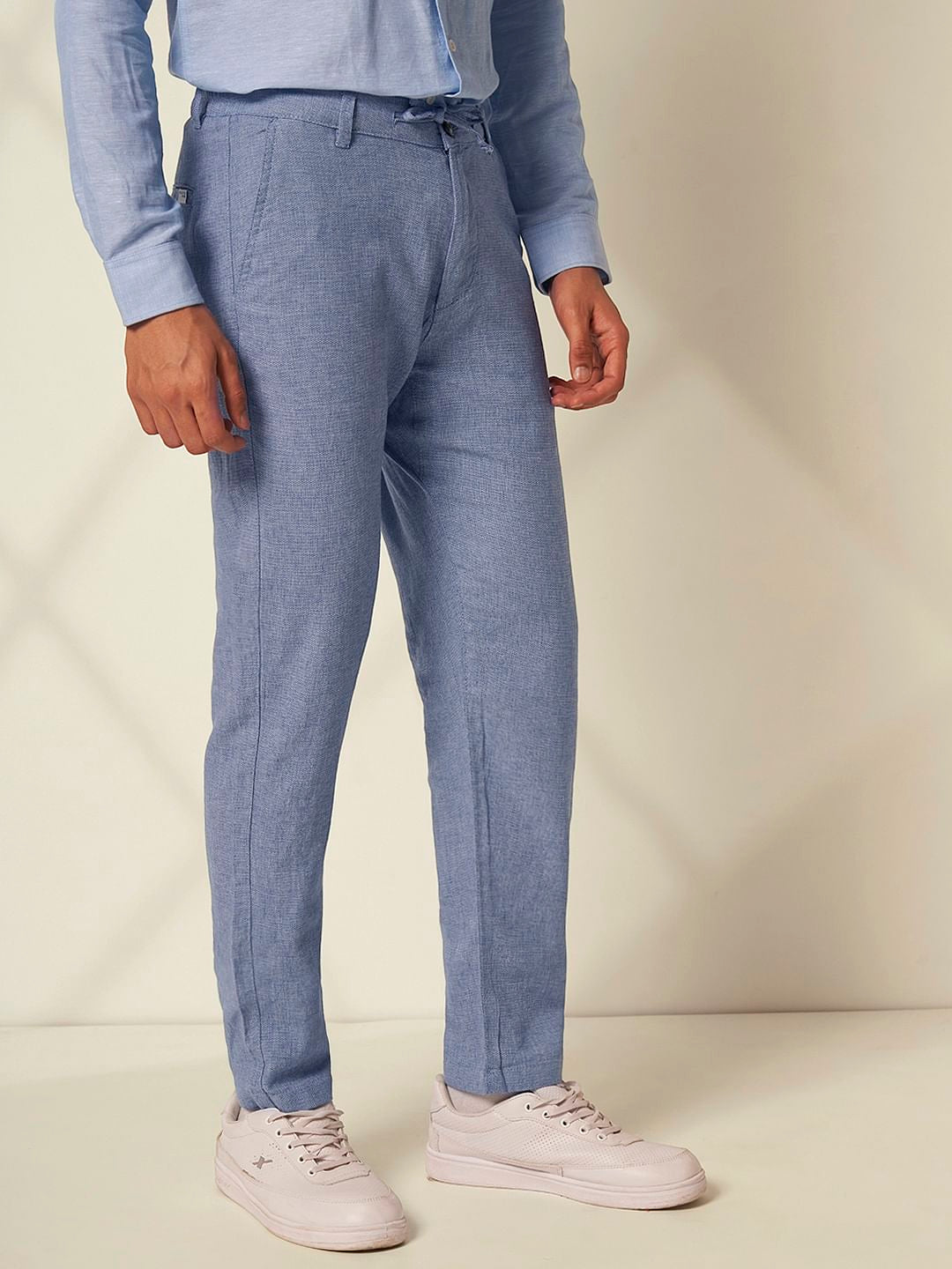 Blue Organic Cotton Slim Fit Pants