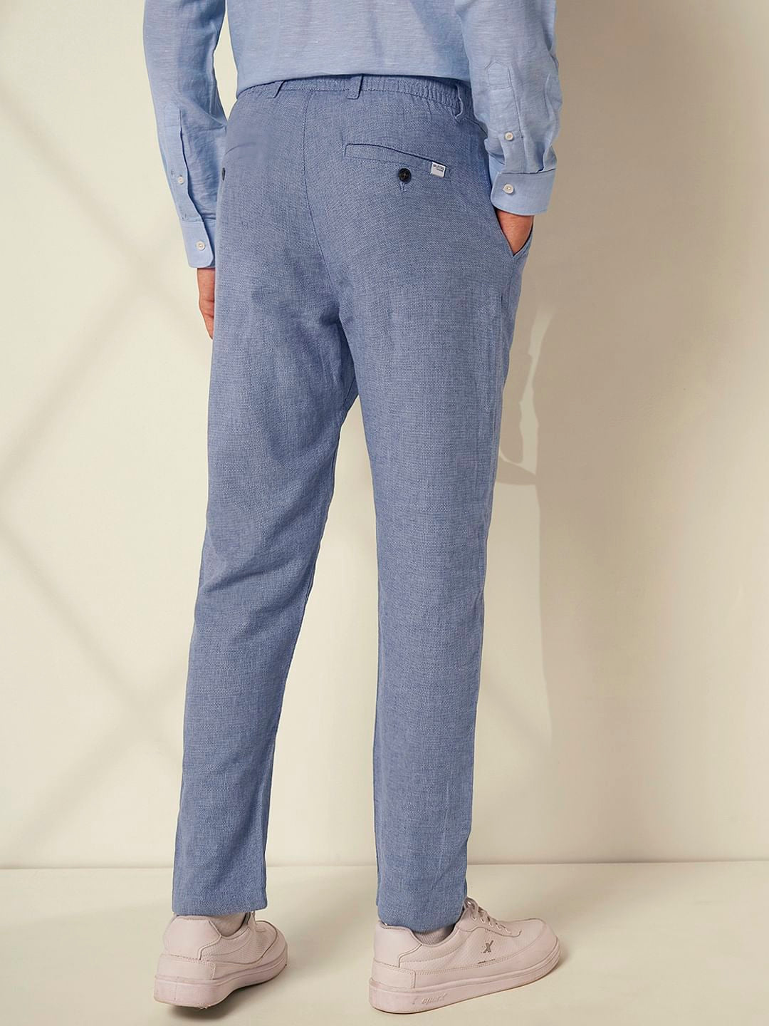 Blue Organic Cotton Slim Fit Pants