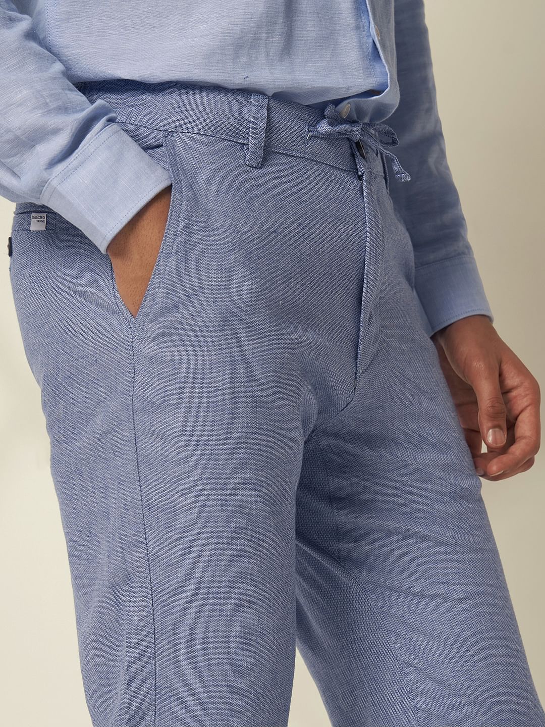 Blue Organic Cotton Slim Fit Pants