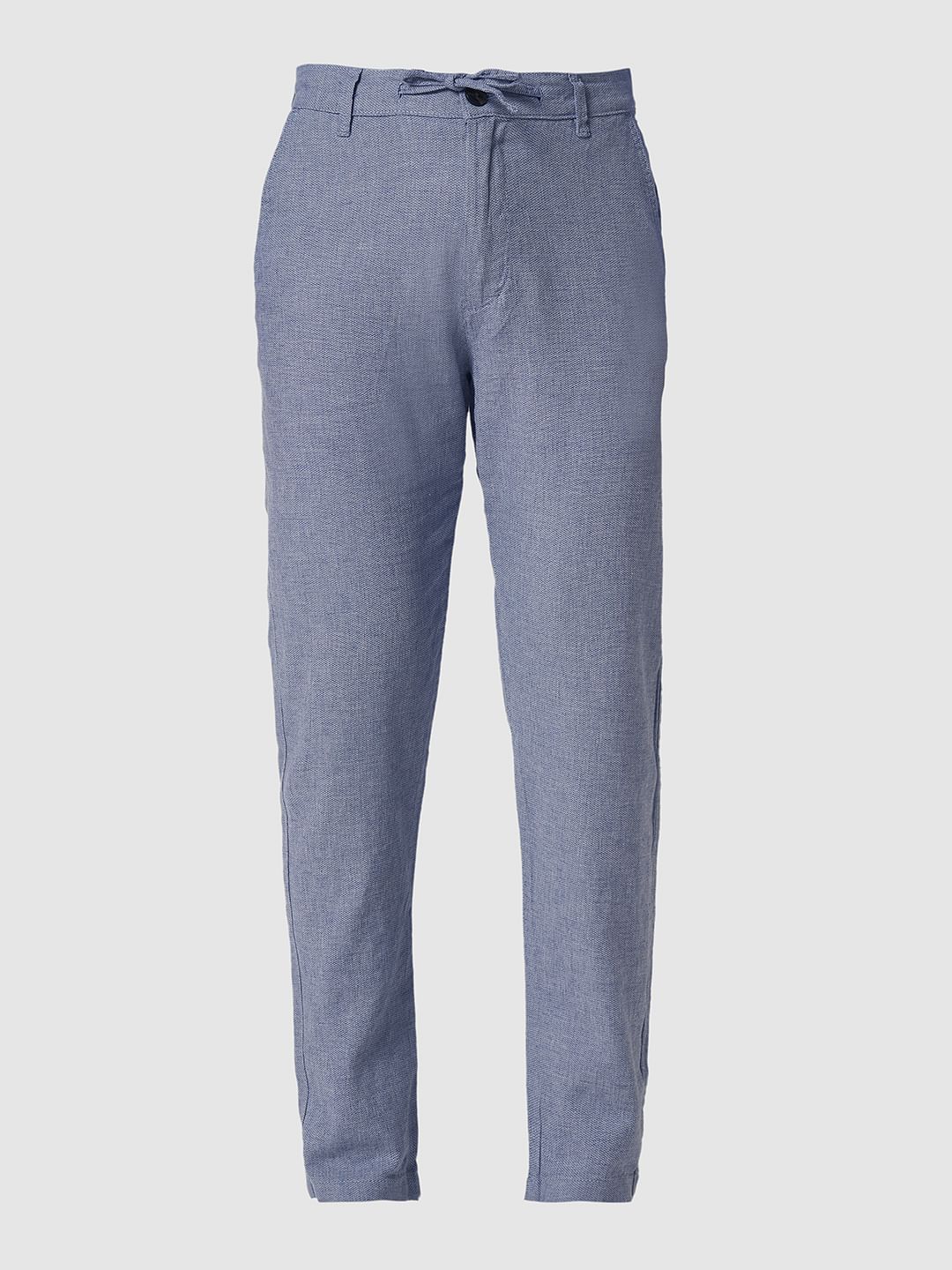 Blue Organic Cotton Slim Fit Pants
