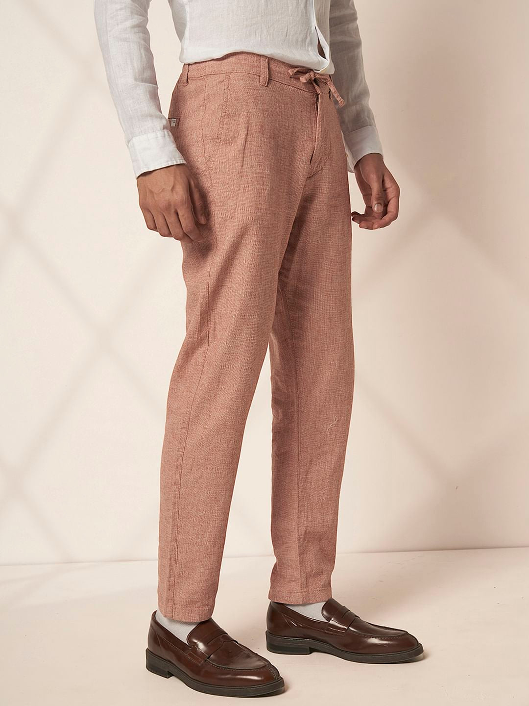 Red Organic Cotton Slim Fit Pants