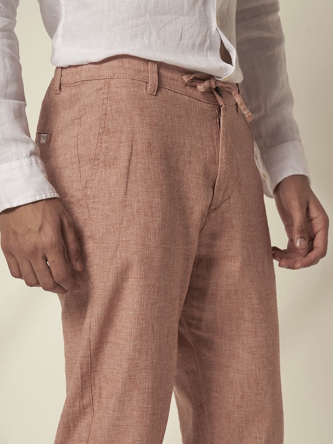 Red Organic Cotton Slim Fit Pants