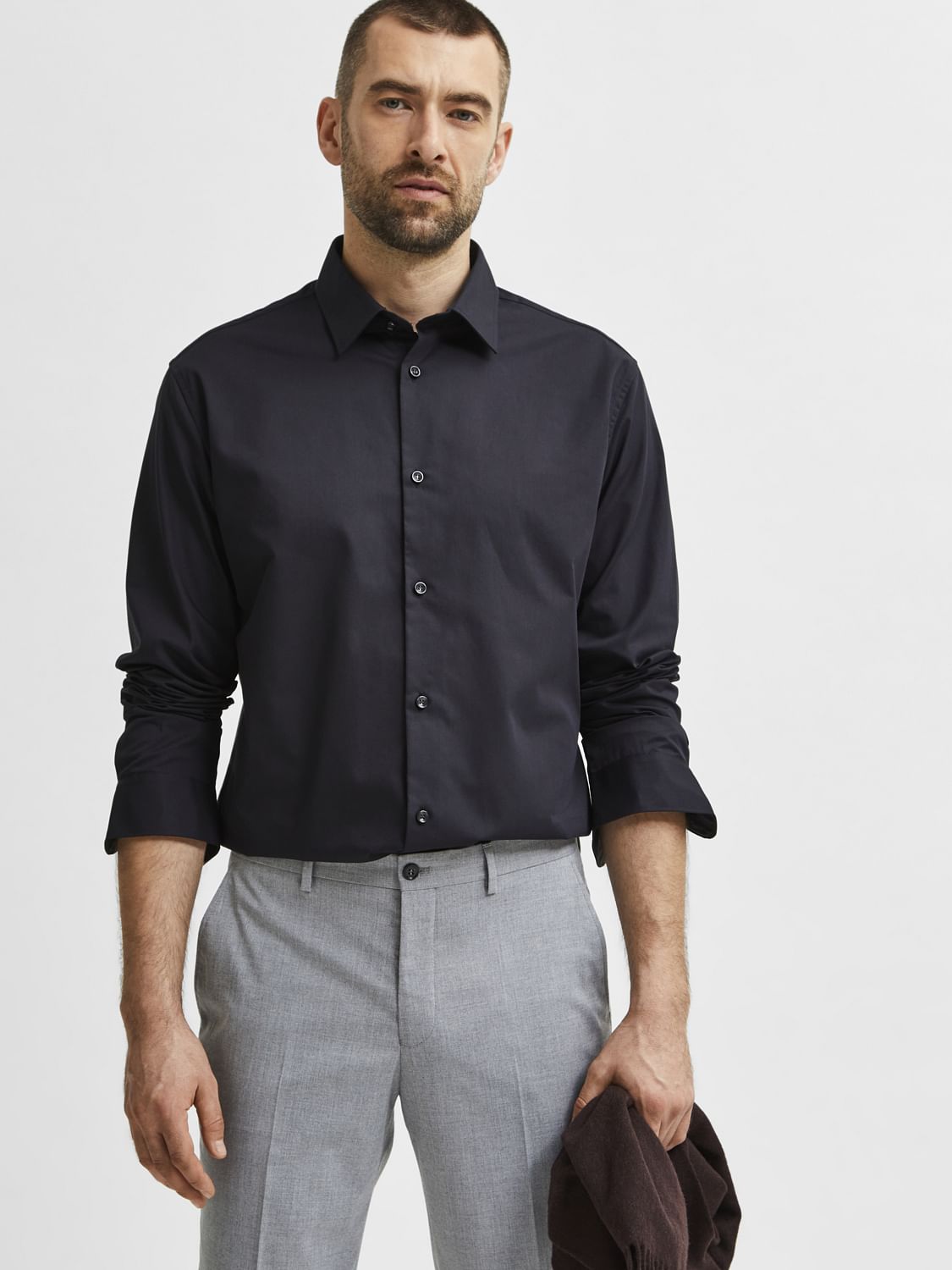 Black Formal Full Sleeves Cotton Shirt