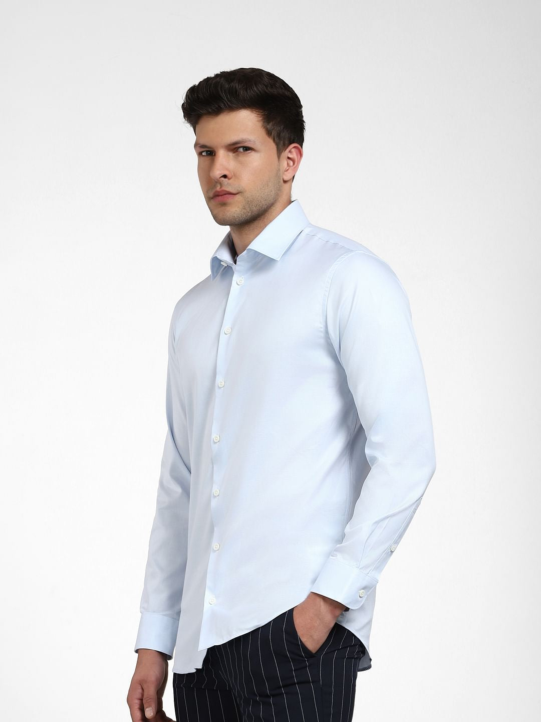 Light Blue Cotton Full Sleeves Shirt