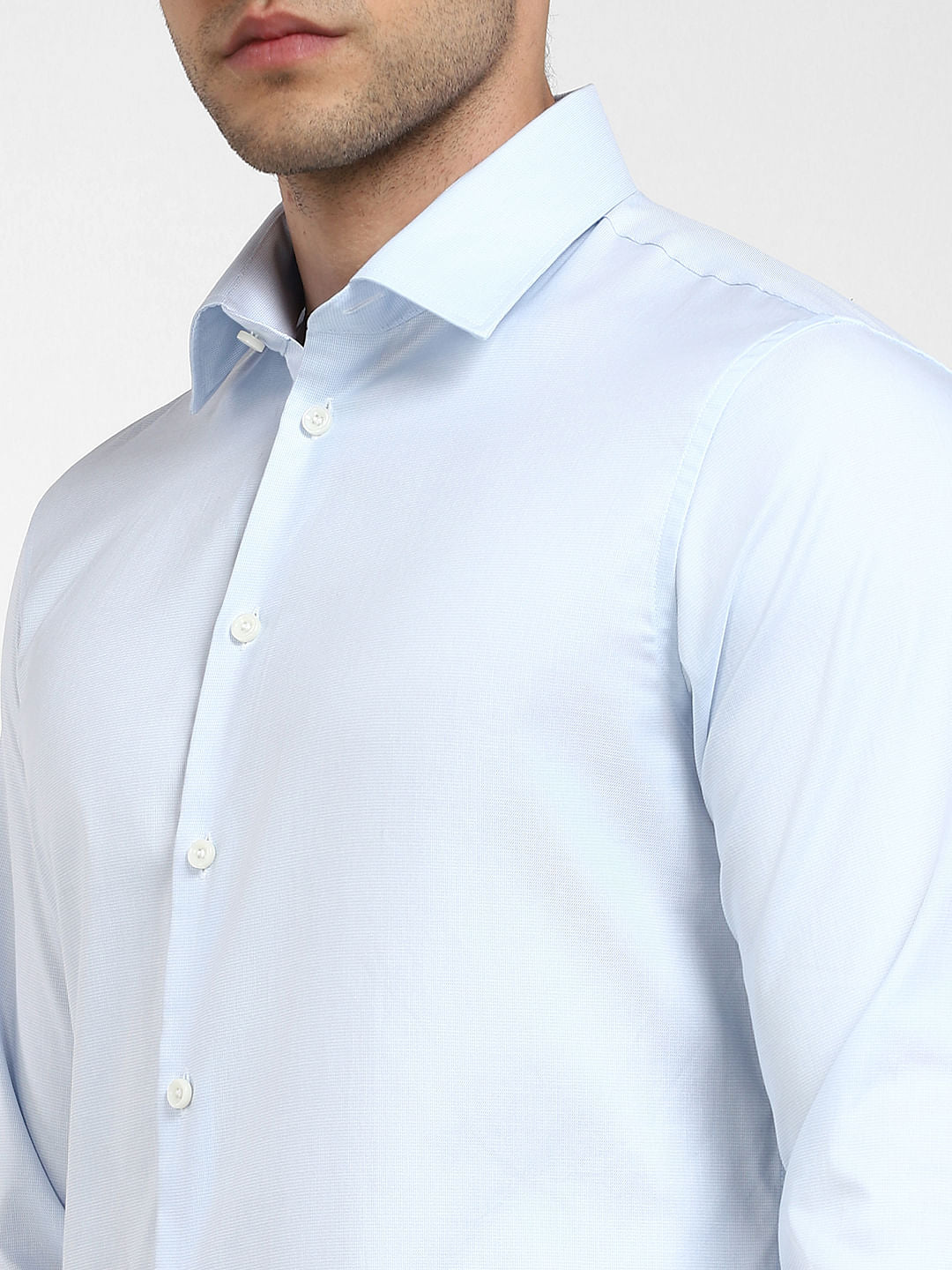 Light Blue Cotton Full Sleeves Shirt