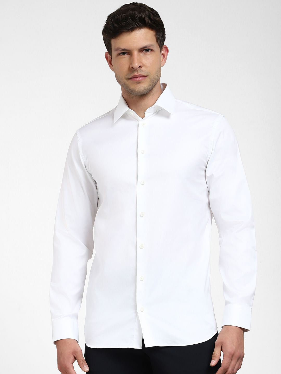 White Cotton Full Sleeves Shirt