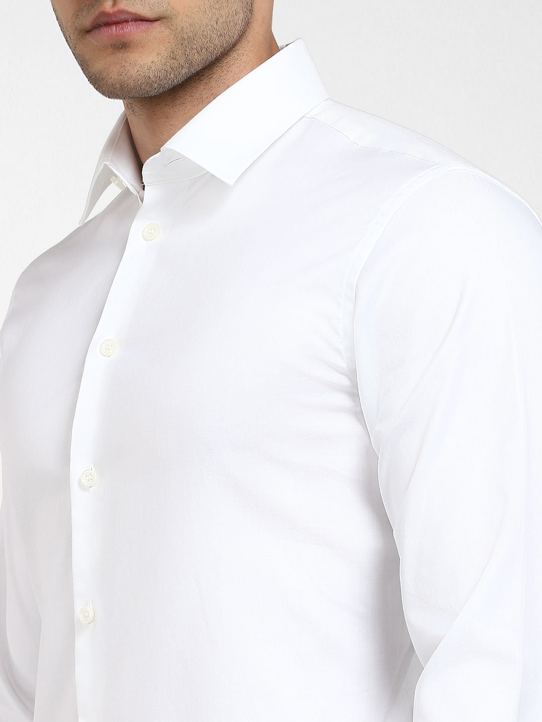 White Cotton Full Sleeves Shirt