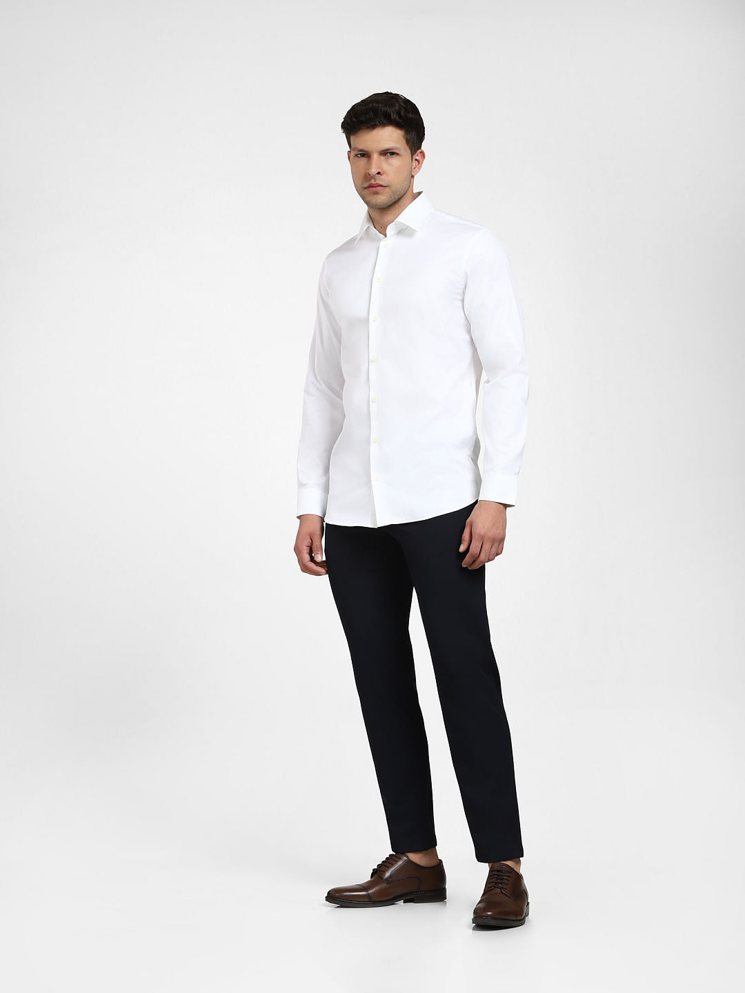 White Cotton Full Sleeves Shirt