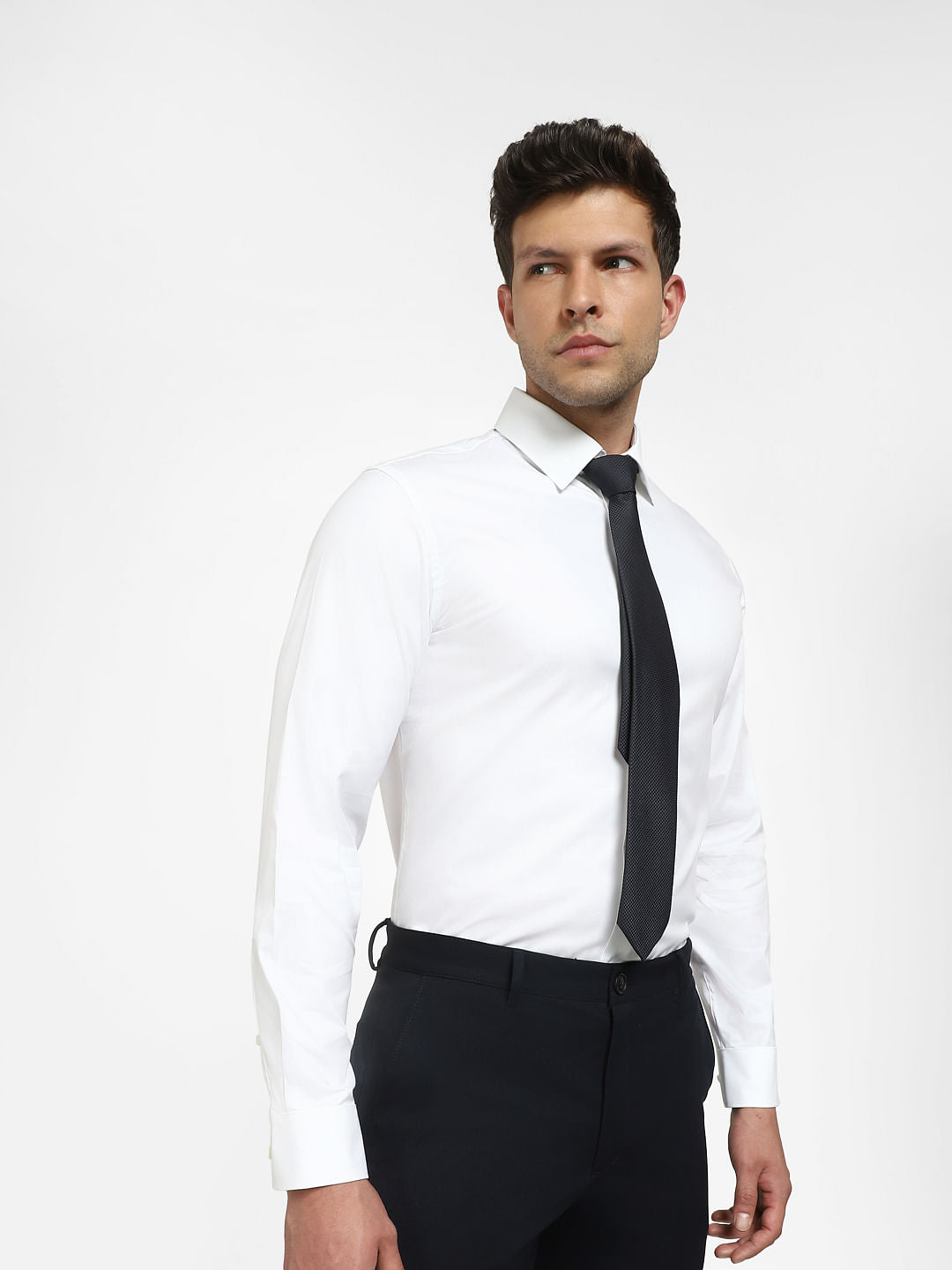 White Cotton Full Sleeves Shirt