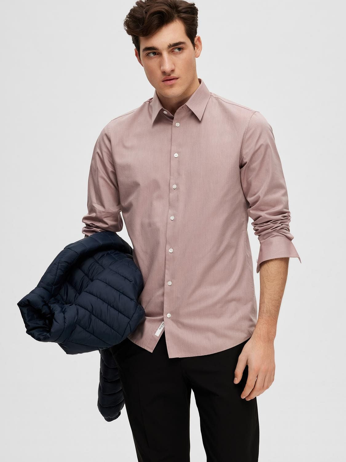 Grey Striped Cotton Full Sleeves Shirt
