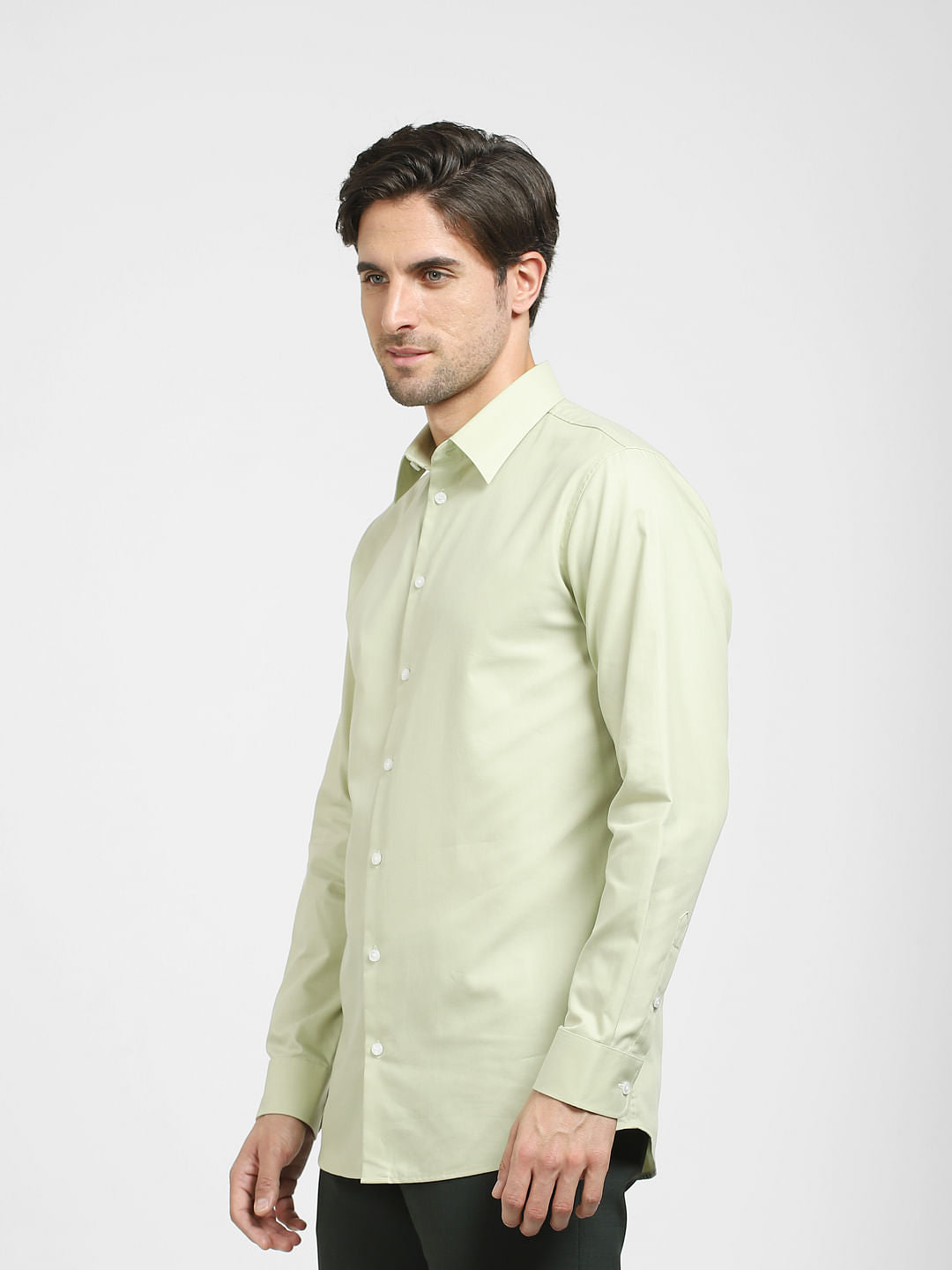 Green Cotton Full Sleeves Shirt