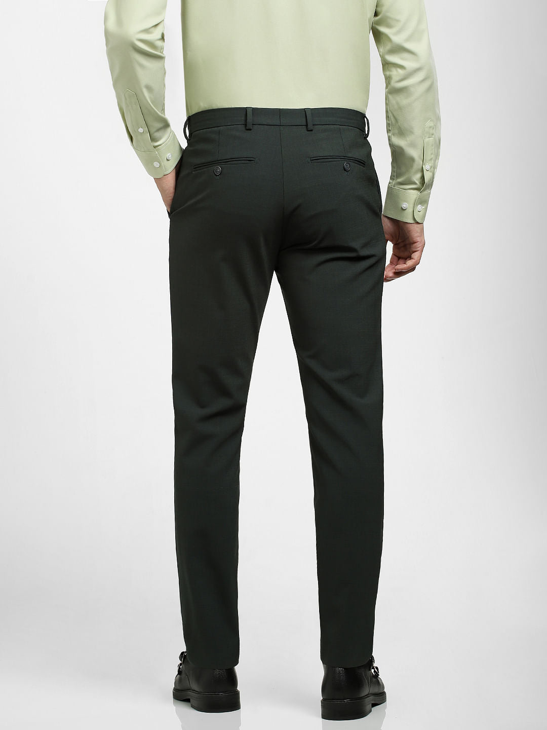 Green Mid Rise Formal Suit-Set Trousers