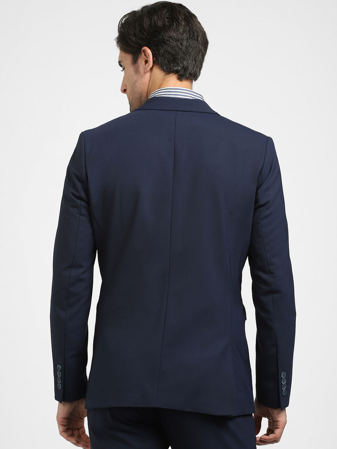 Navy Blue Double Button Suit-Set Blazer
