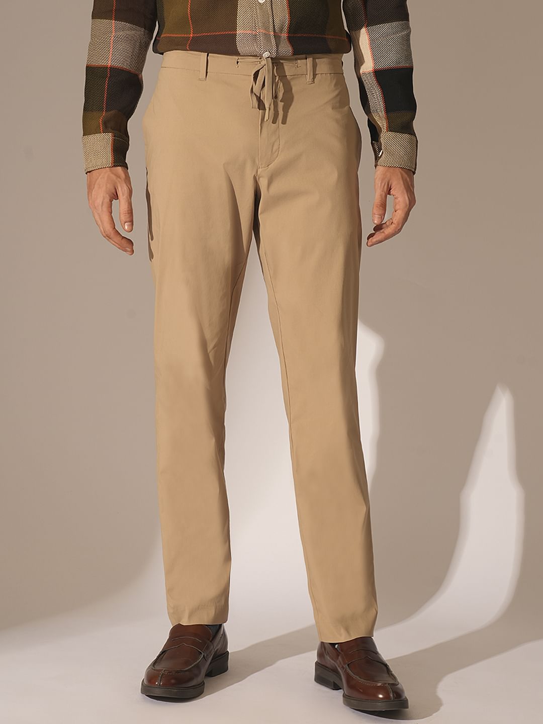 Beige Low Rise Flex Pants
