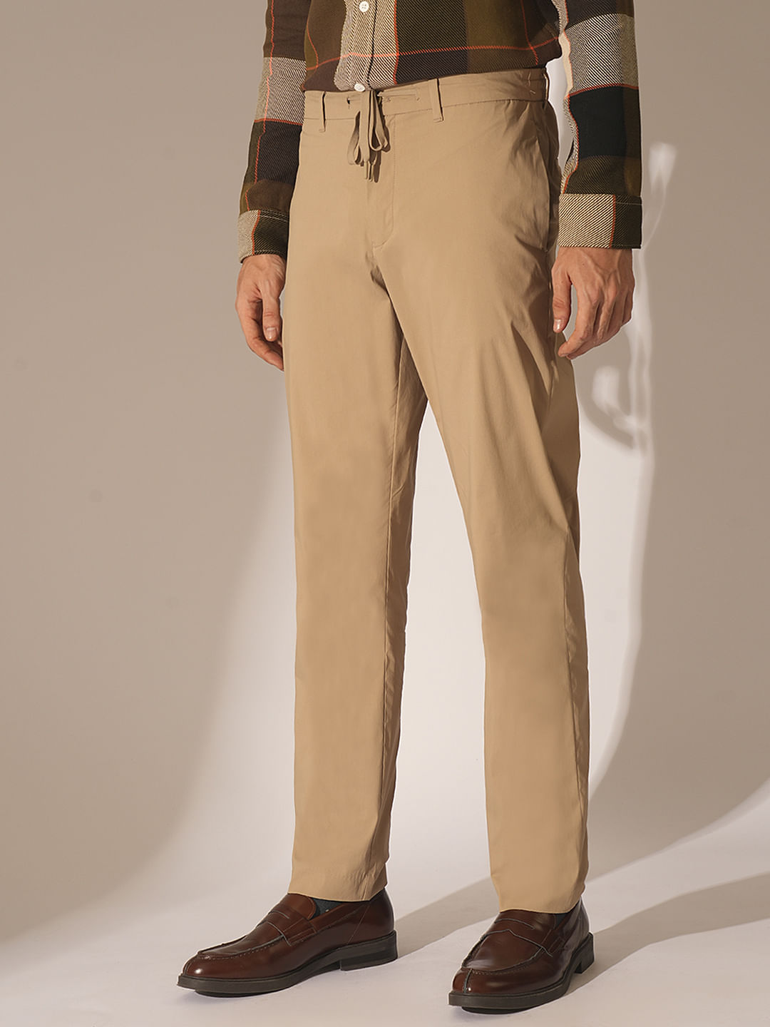 Beige Low Rise Flex Pants
