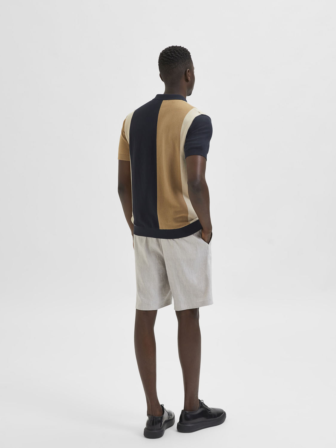 Black Colourblocked Polo Neck T-Shirt