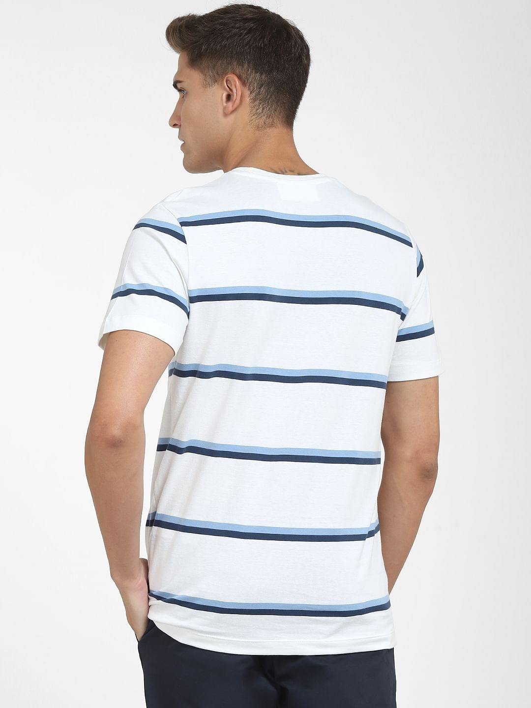 Blue Striped Crew Neck T-Shirt
