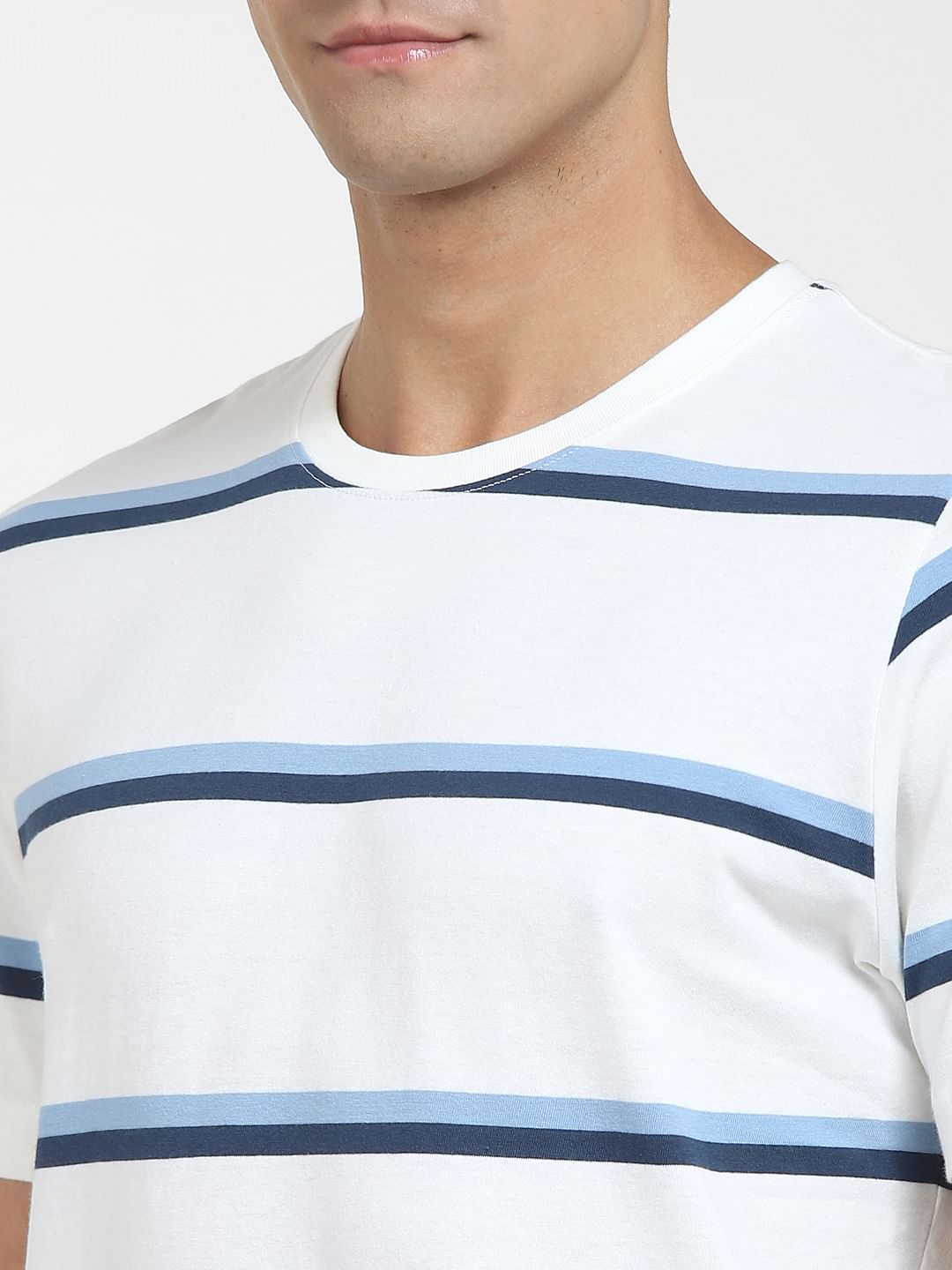 Blue Striped Crew Neck T-Shirt