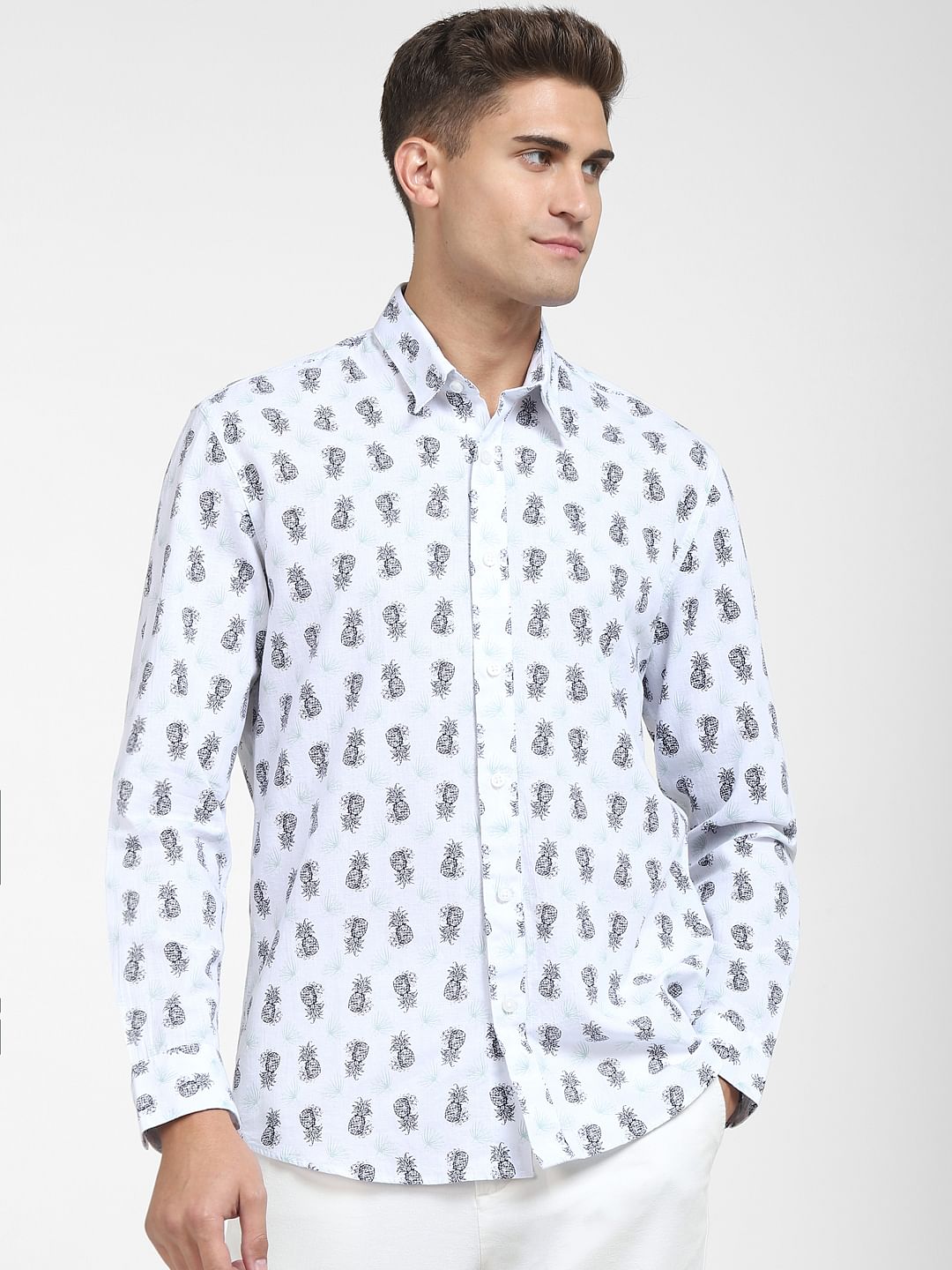 White Organic Cotton & Linen Blend Shirt