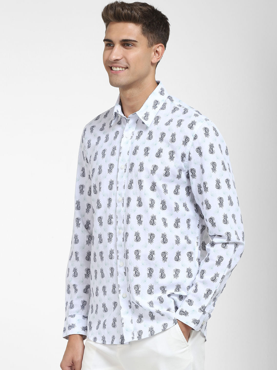 White Organic Cotton & Linen Blend Shirt