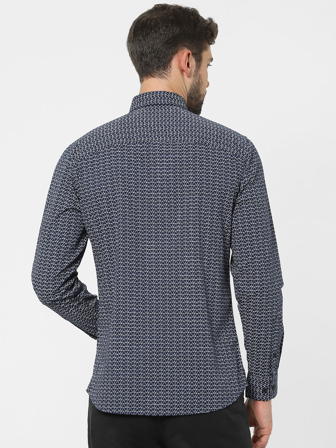 Blue Printed Organic Cotton Full Sleeves Shirt