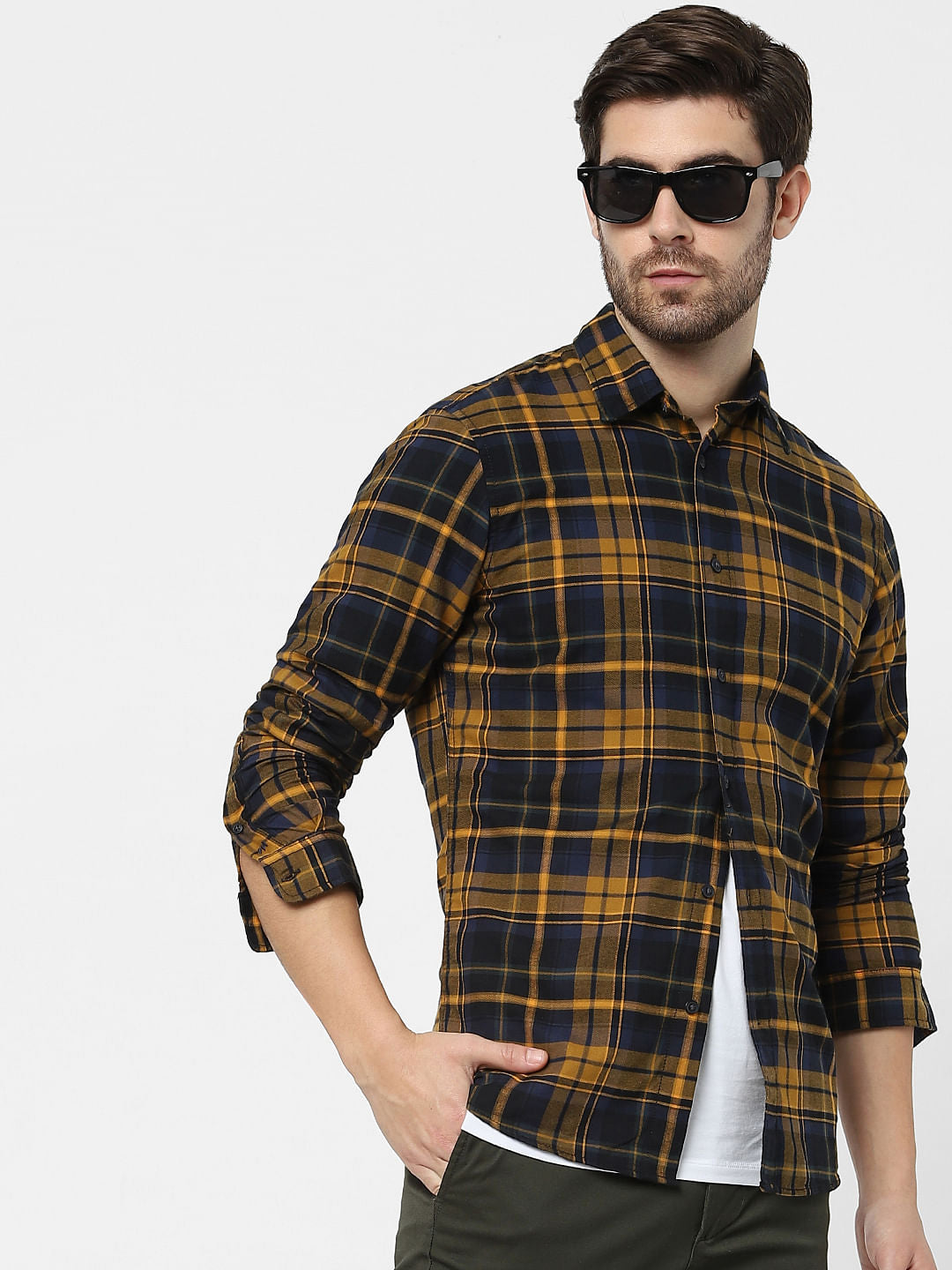 Yellow Check Organic Cotton Full Sleeves Shirt