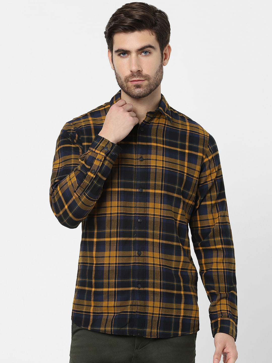 Yellow Check Organic Cotton Full Sleeves Shirt