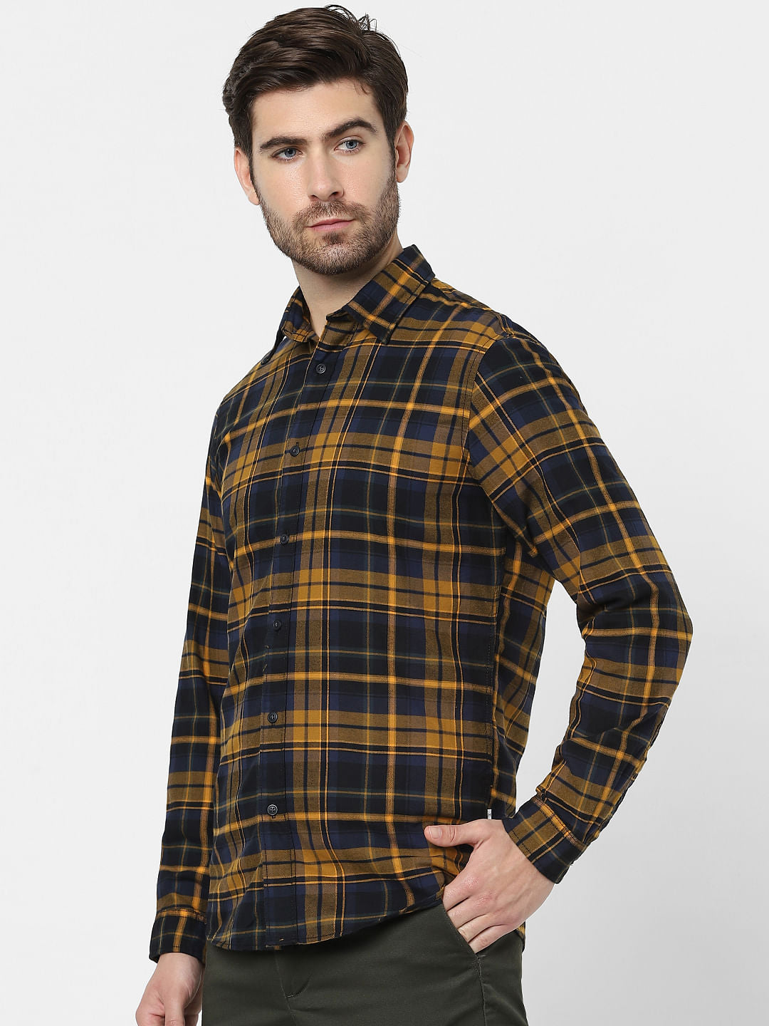 Yellow Check Organic Cotton Full Sleeves Shirt