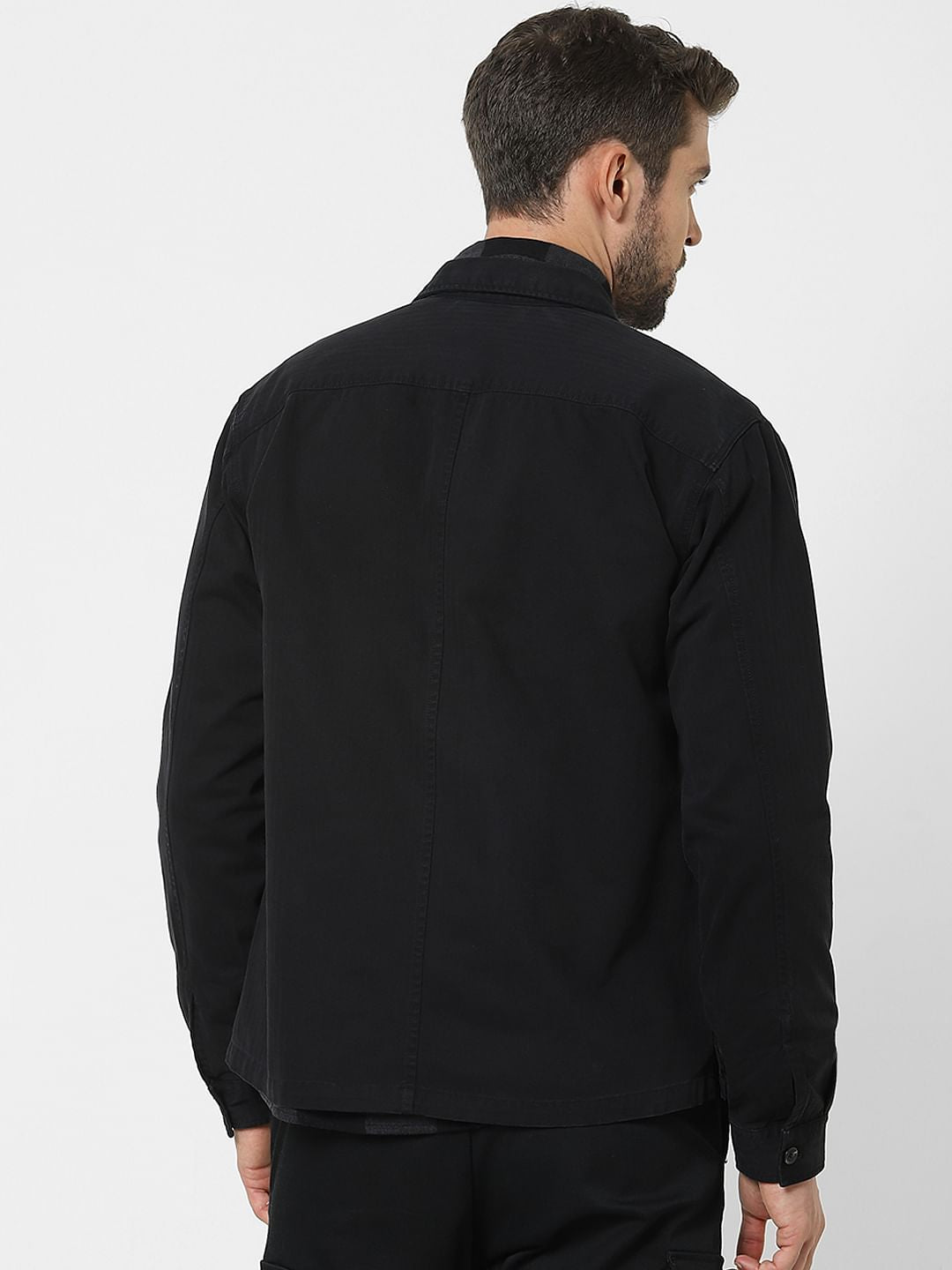Black Organic Cotton Solid Overshirt