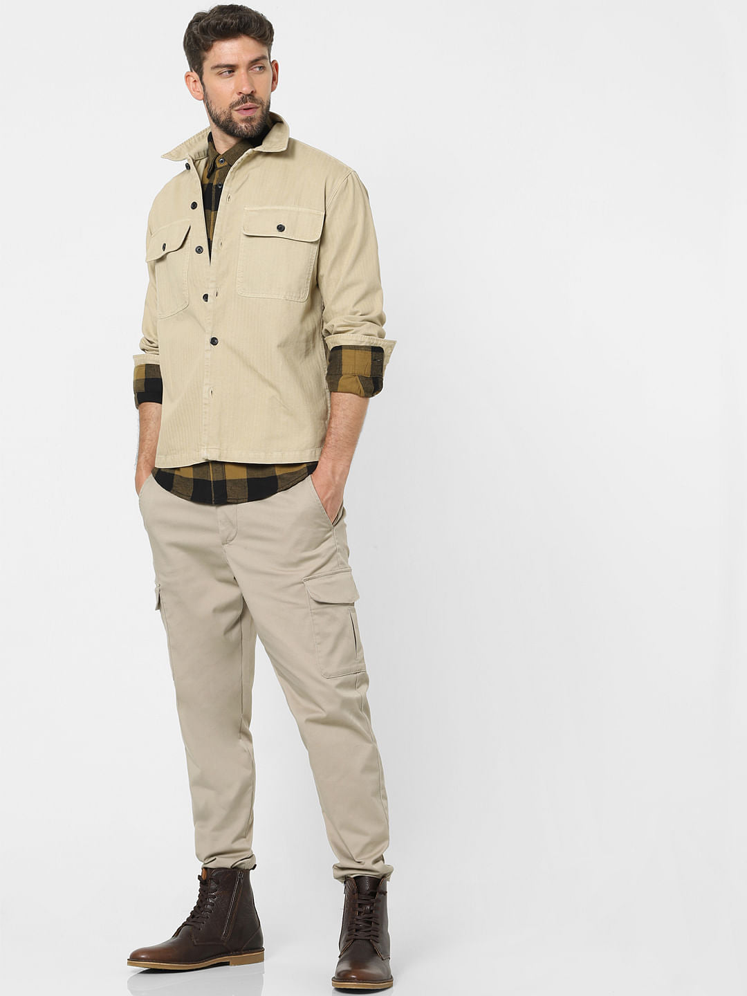 Beige Organic Cotton Overshirt