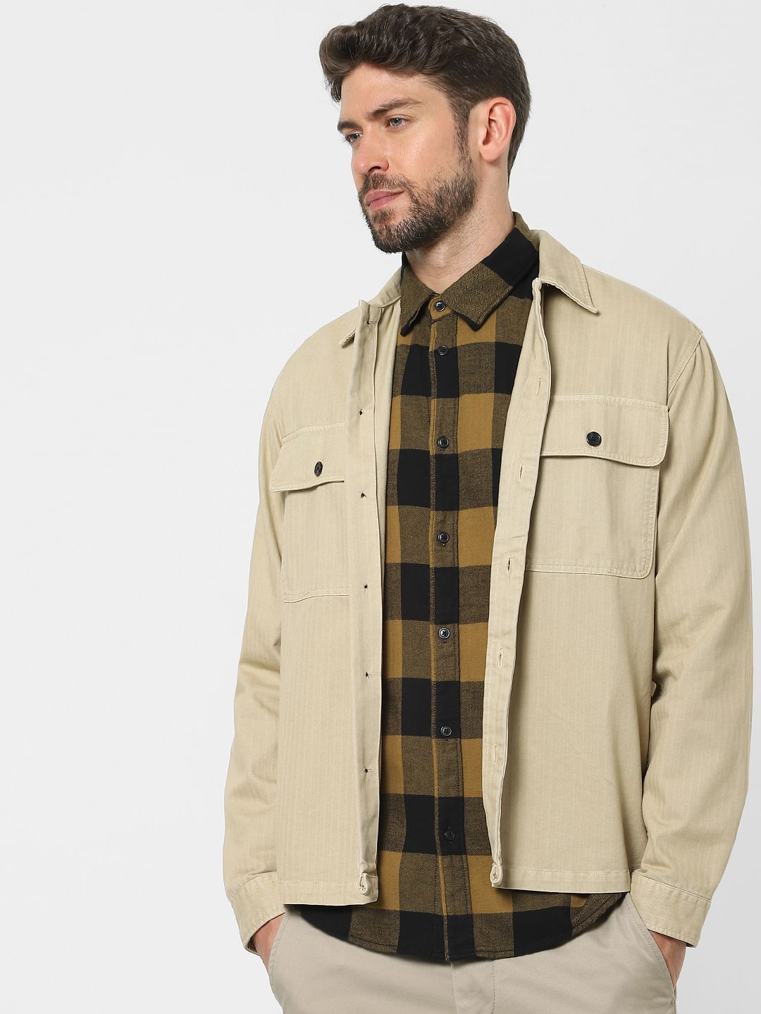 Beige Organic Cotton Overshirt