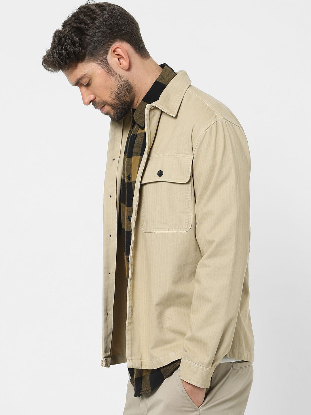Beige Organic Cotton Overshirt