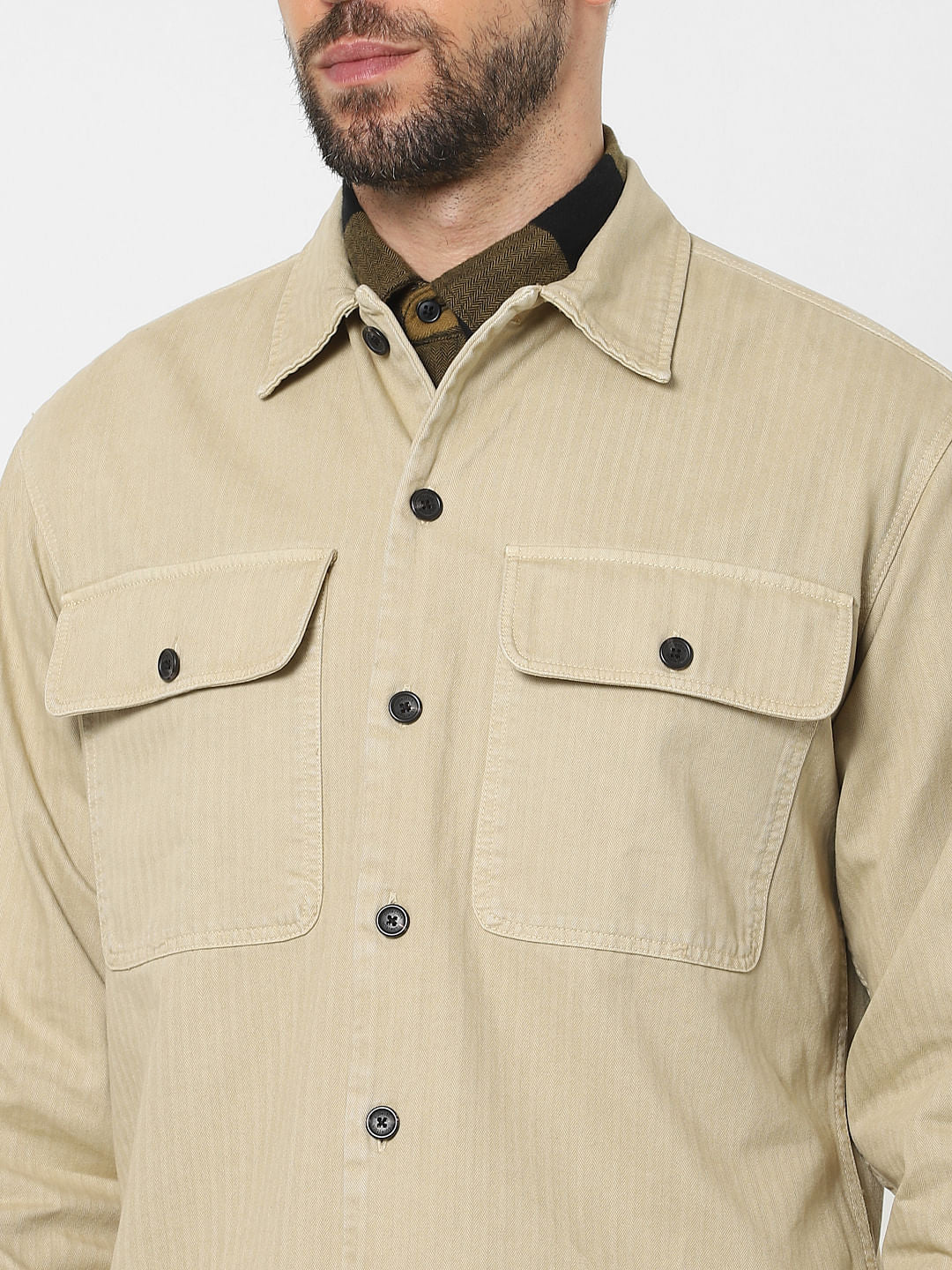 Beige Organic Cotton Overshirt
