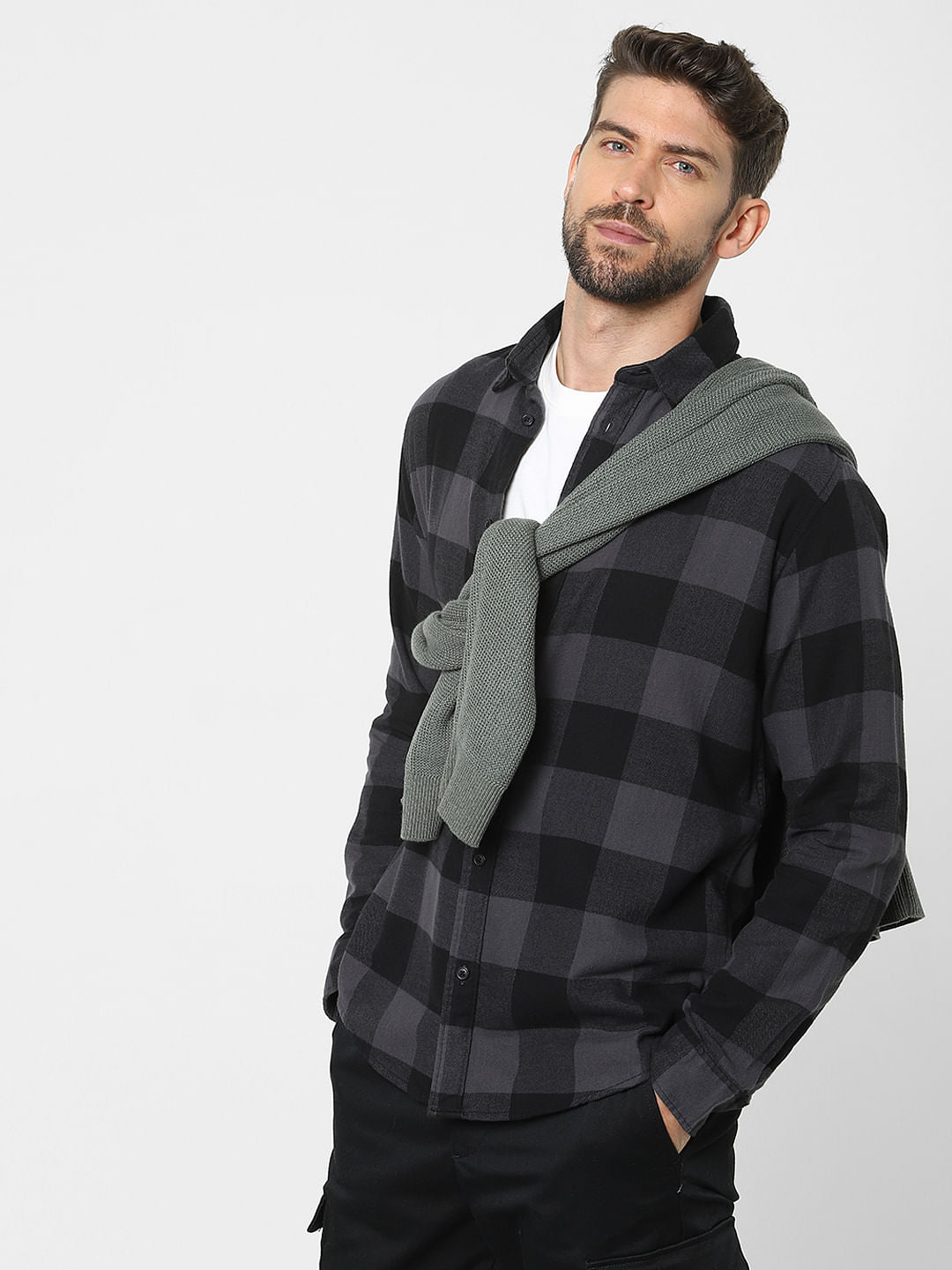 Black Check Organic Cotton Full Sleeves Shirt