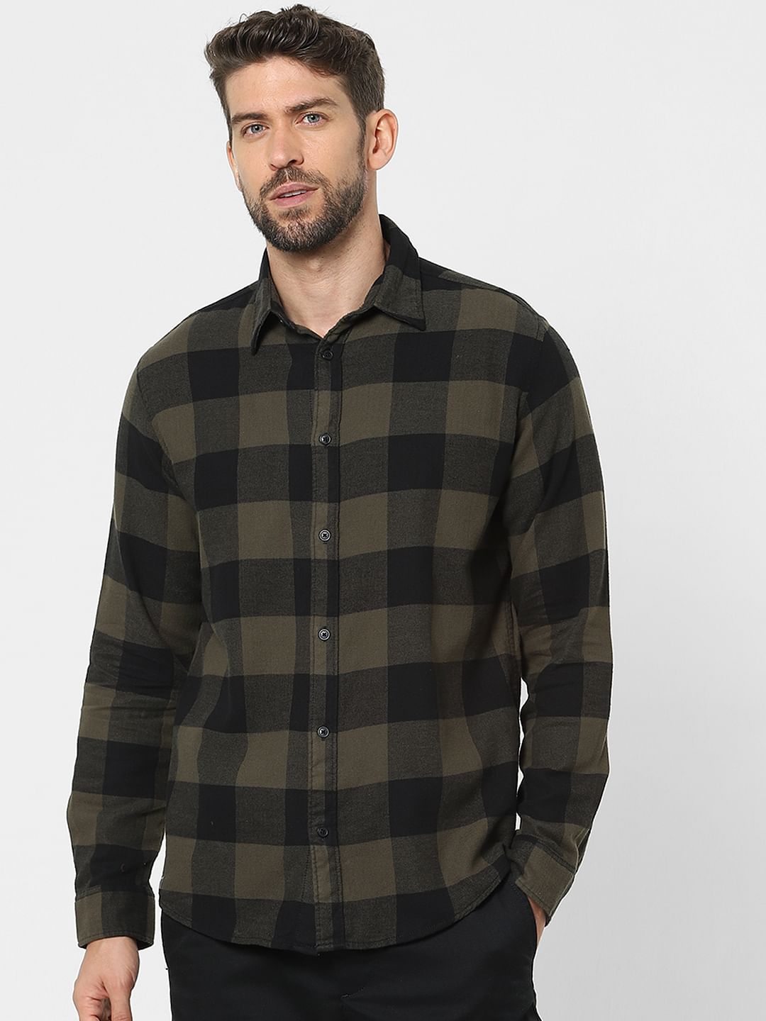 Green Check Organic Cotton Full Sleeves Shirt