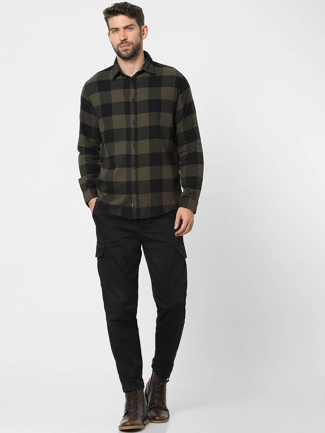 Green Check Organic Cotton Full Sleeves Shirt