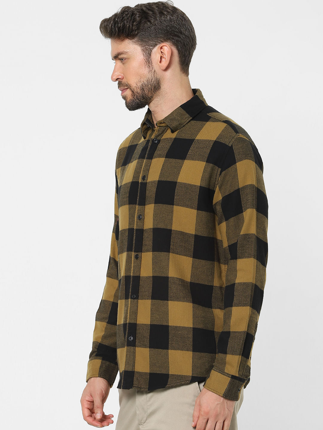 Yellow Check Organic Cotton Full Sleeves Shirt