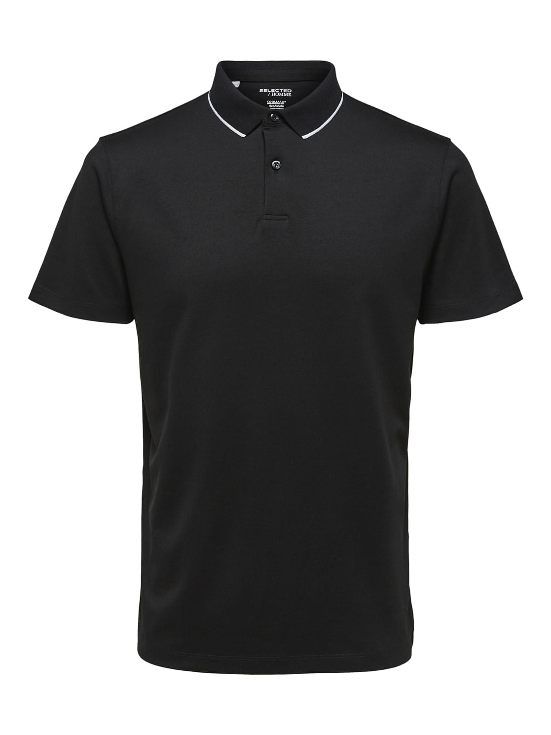 Black Cotton Polo Neck T-Shirt