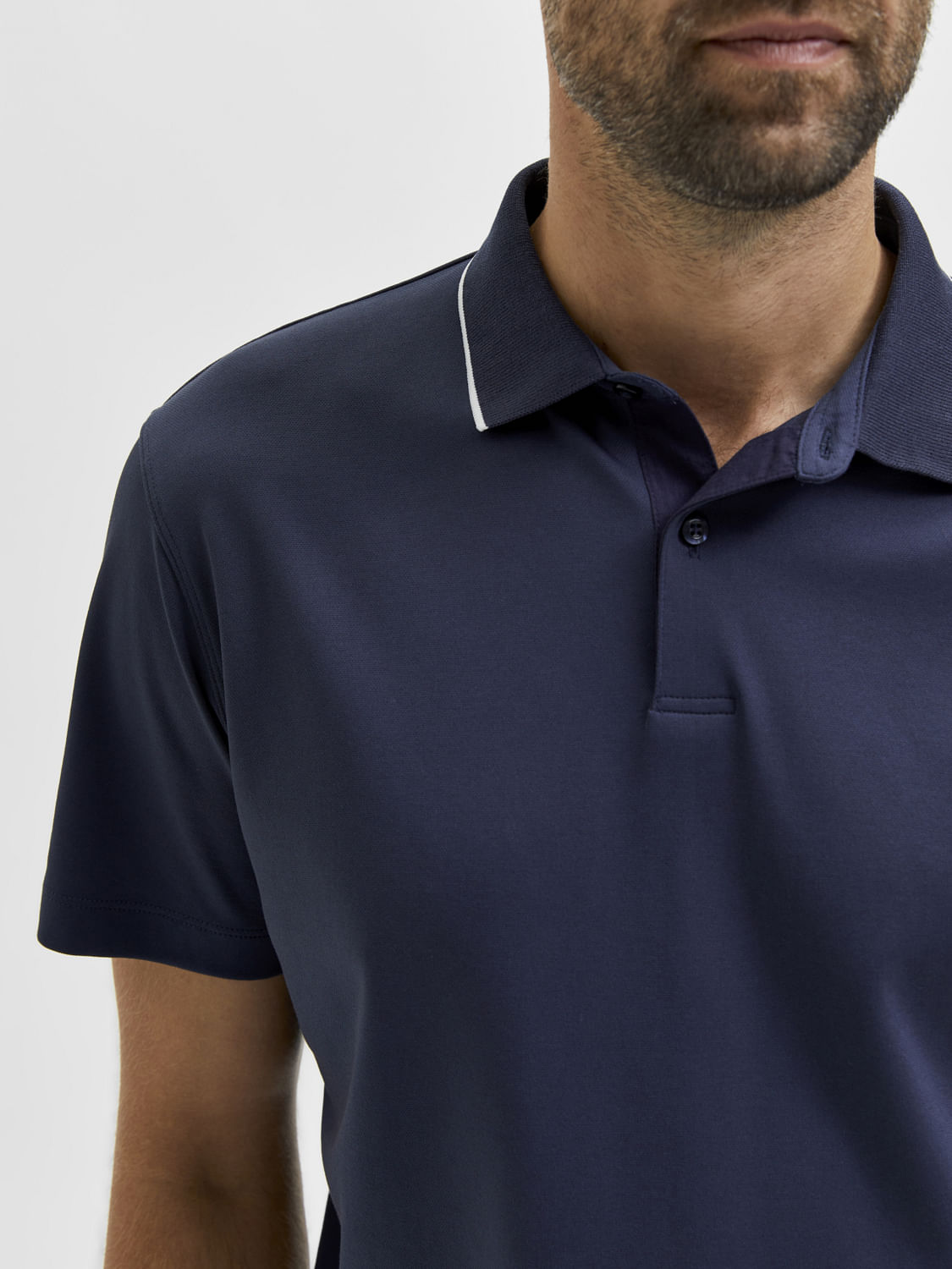Blue Organic Cotton Polo Neck T-Shirt