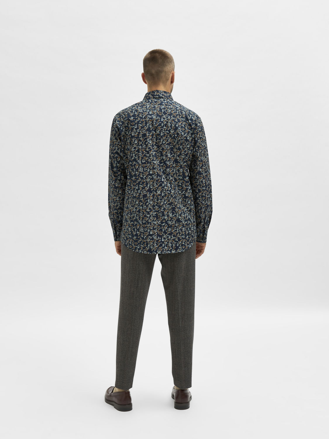 Blue Organic Cotton Half Sleeves Floral Shirt