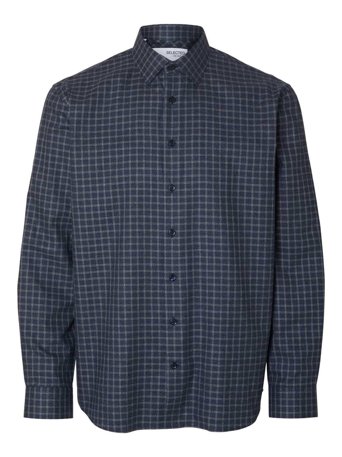 Dark Blue Check Cotton Shirt