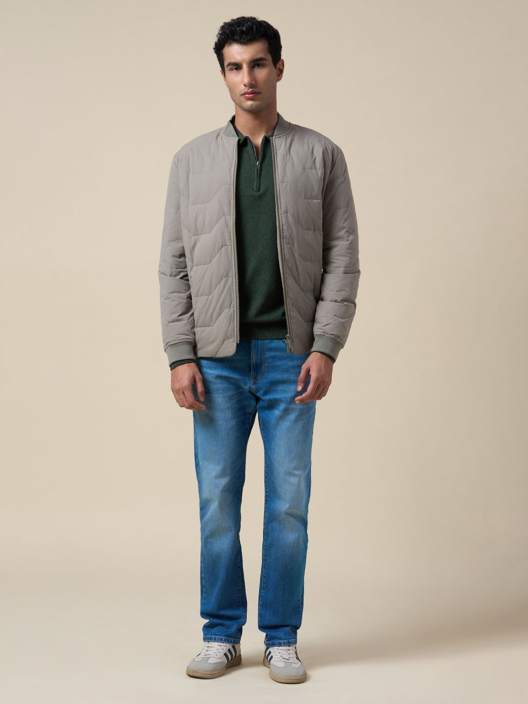 Dark Green Knitted Half-Zip Polo