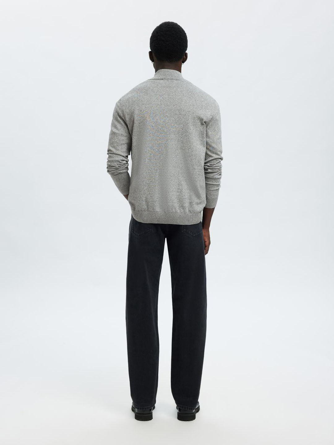 Light Grey Half-Zip Knitted Jumper