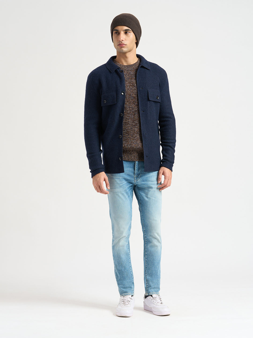 Dark Blue Wool Workwear Cardigan