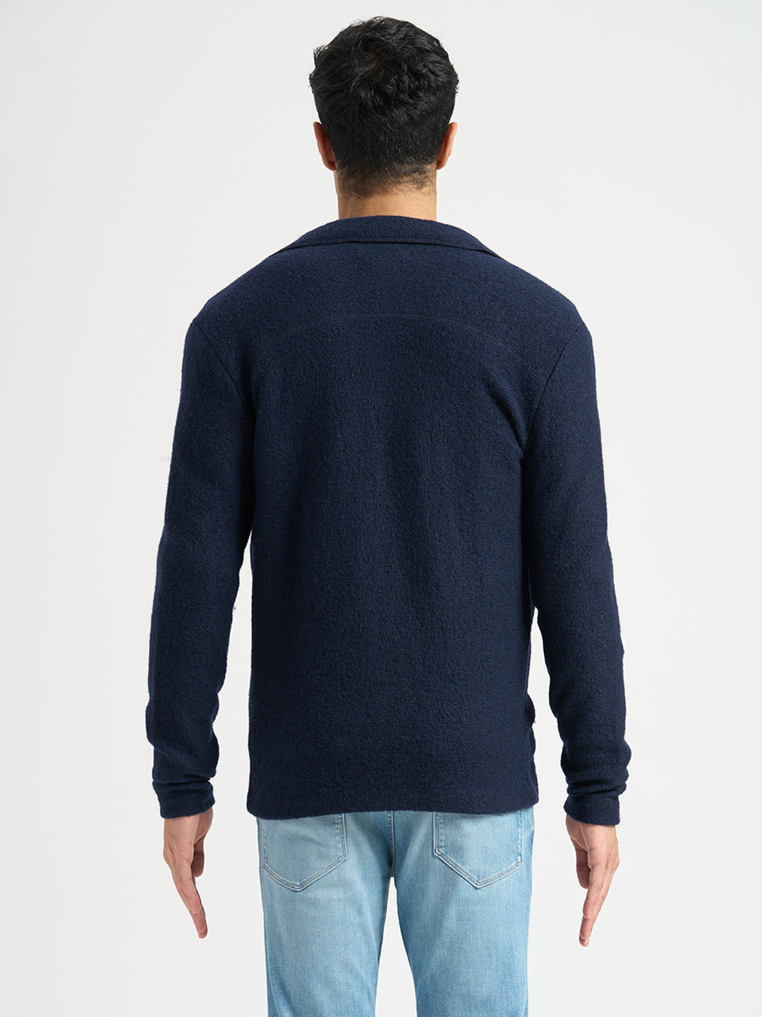 Dark Blue Wool Workwear Cardigan