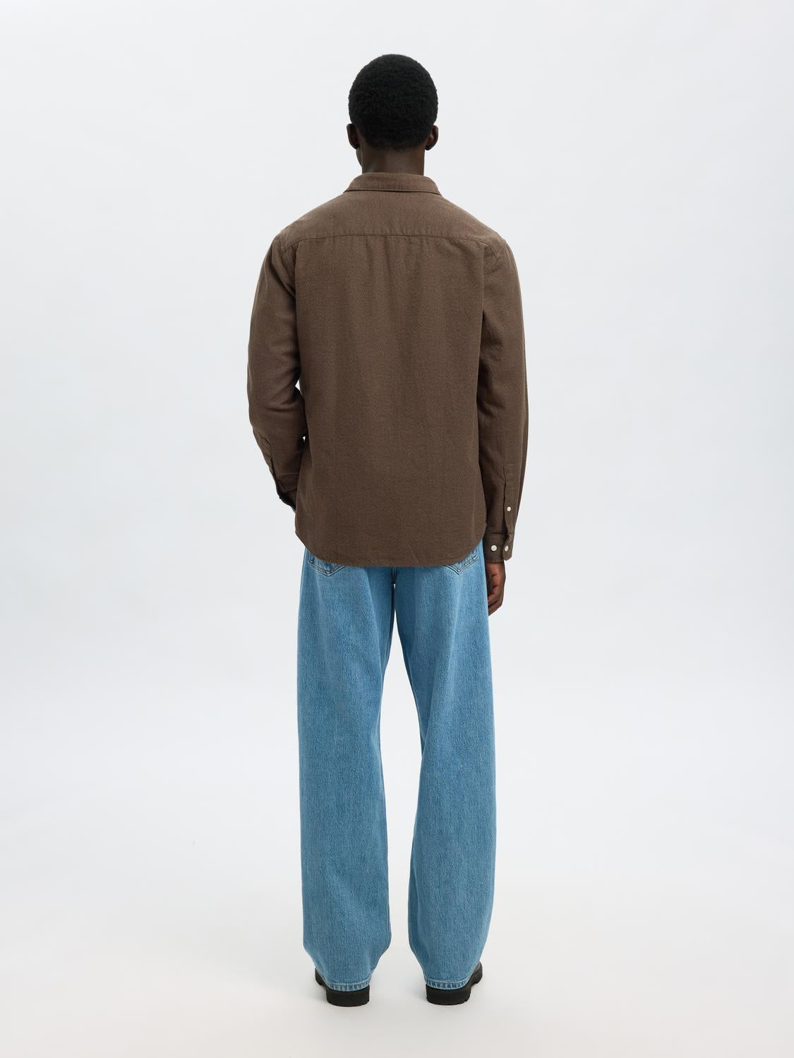 Dark Brown Brushed Regular Fit Shirt