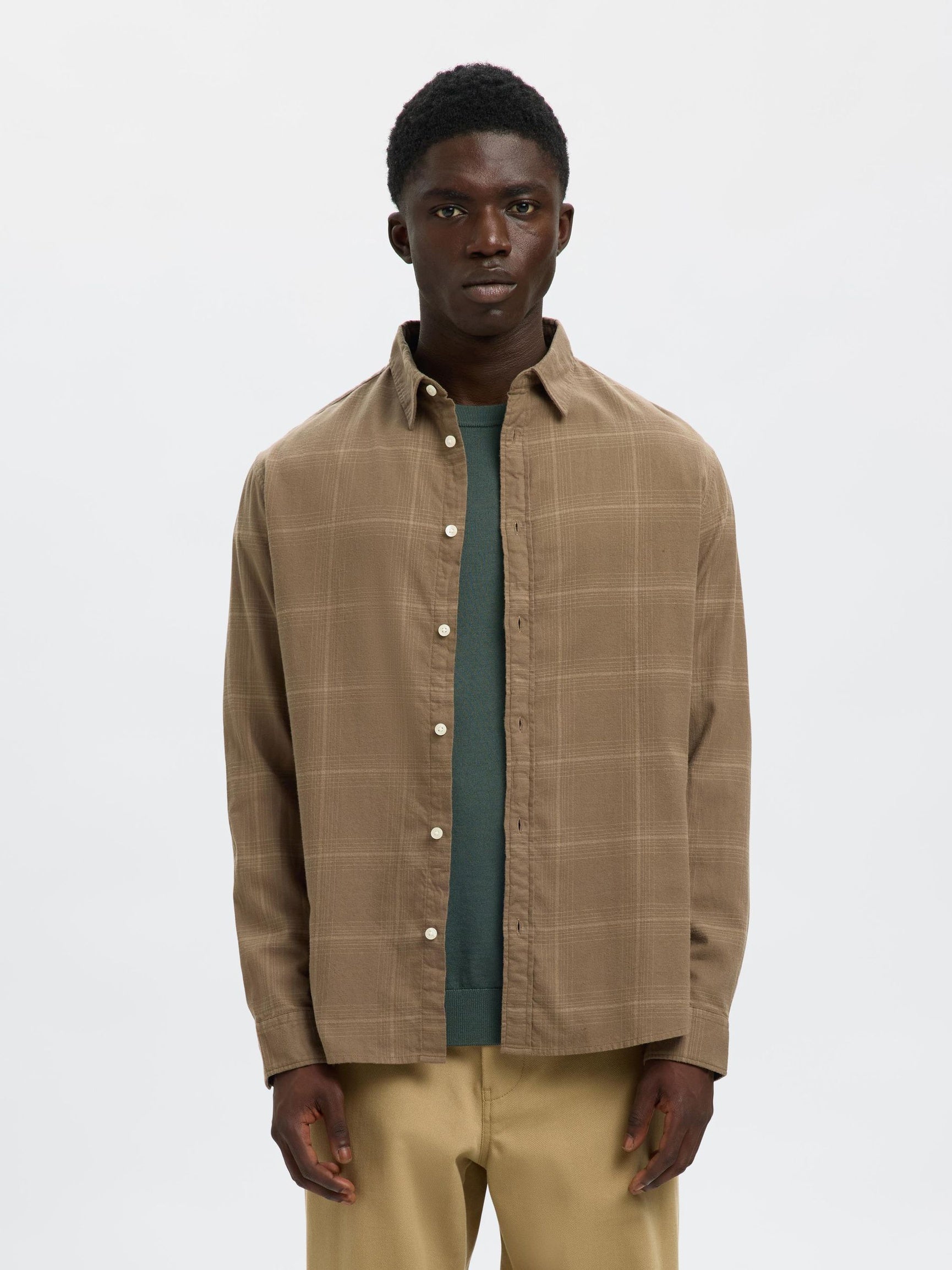 Brown Brushed Flannel Shirt