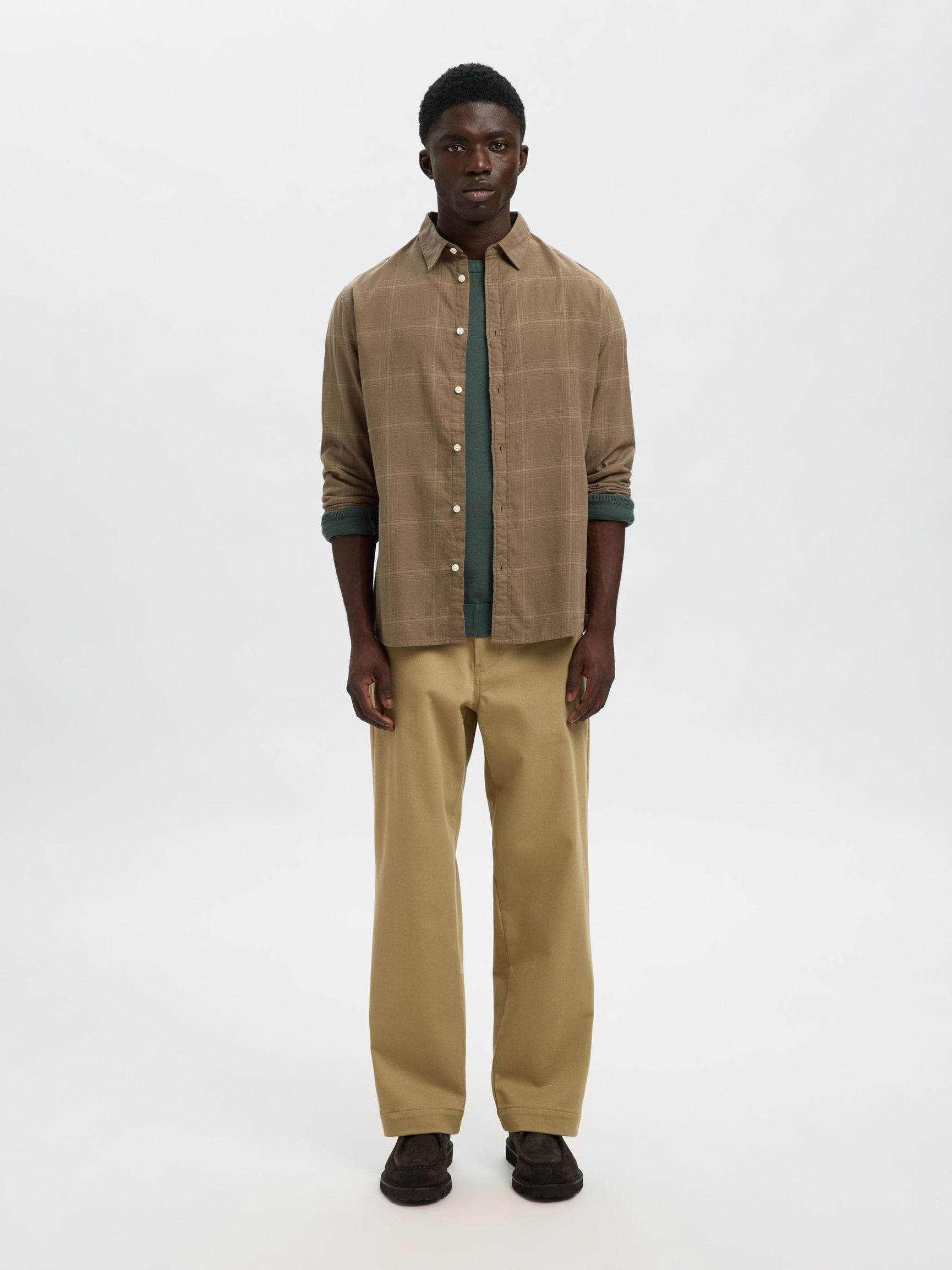 Brown Brushed Flannel Shirt