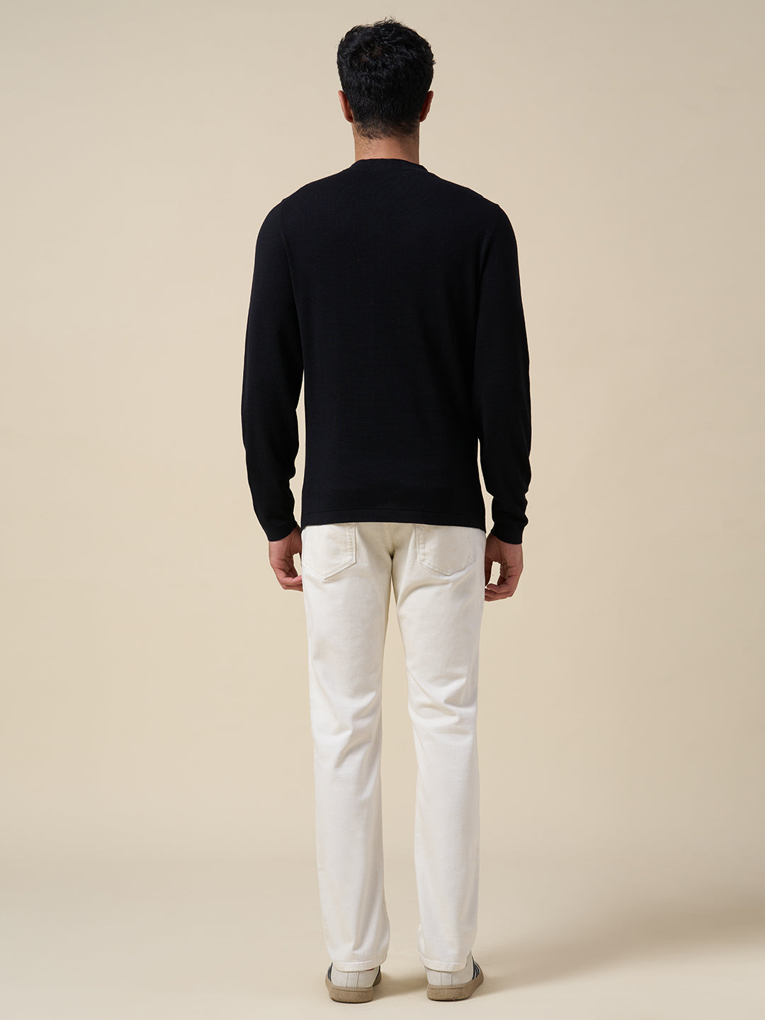 Organic Cotton Structured Pullover - Black