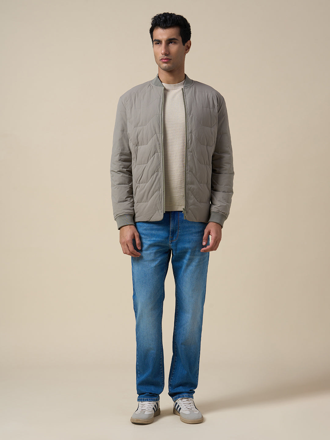 Organic Cotton Structured Pullover - Beige